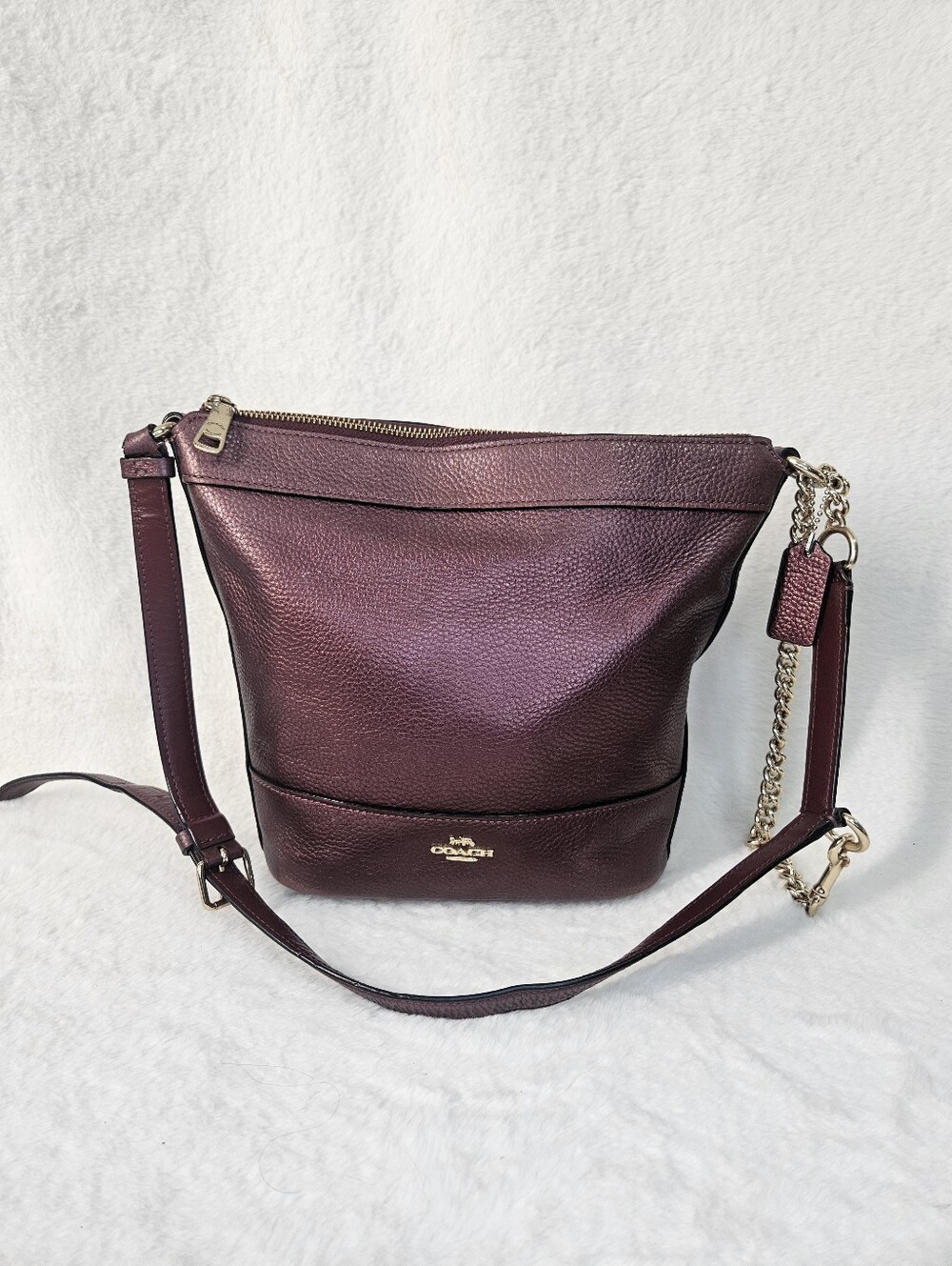 Coach F88878 Metallic Burgundy Leather Paxton Crossbody Bag 2019